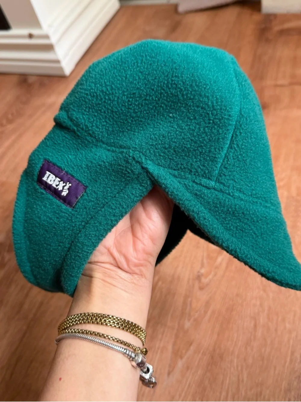 Ibex baby Teal Fleece Earflap Hat vintage